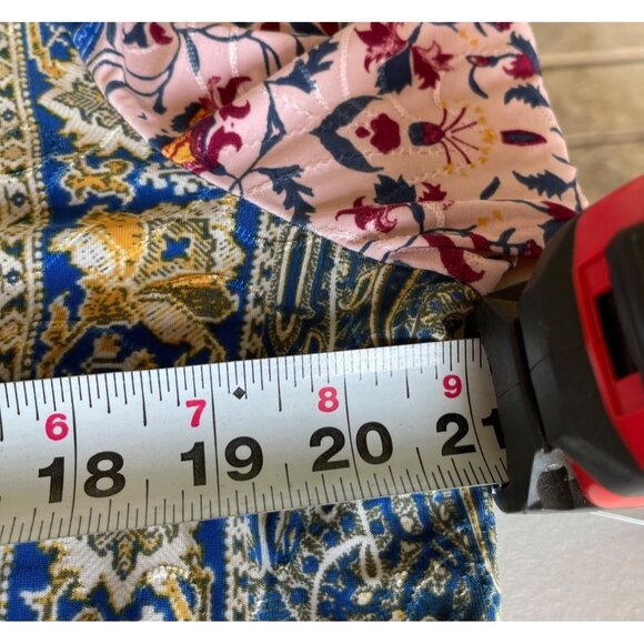 JM Collection Floral Patchwork Tunic Top With 3/4 Sleeves & Asymmetrical Hem L - Picture 6 of 7